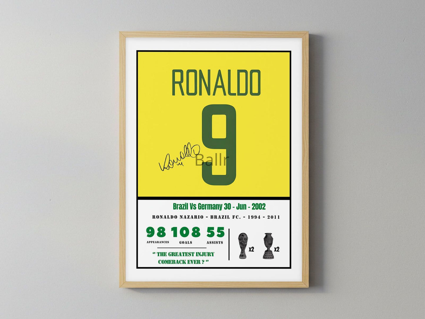 Ronaldo Nazario WC'02 Finale Kit Greatest Injury Comeback