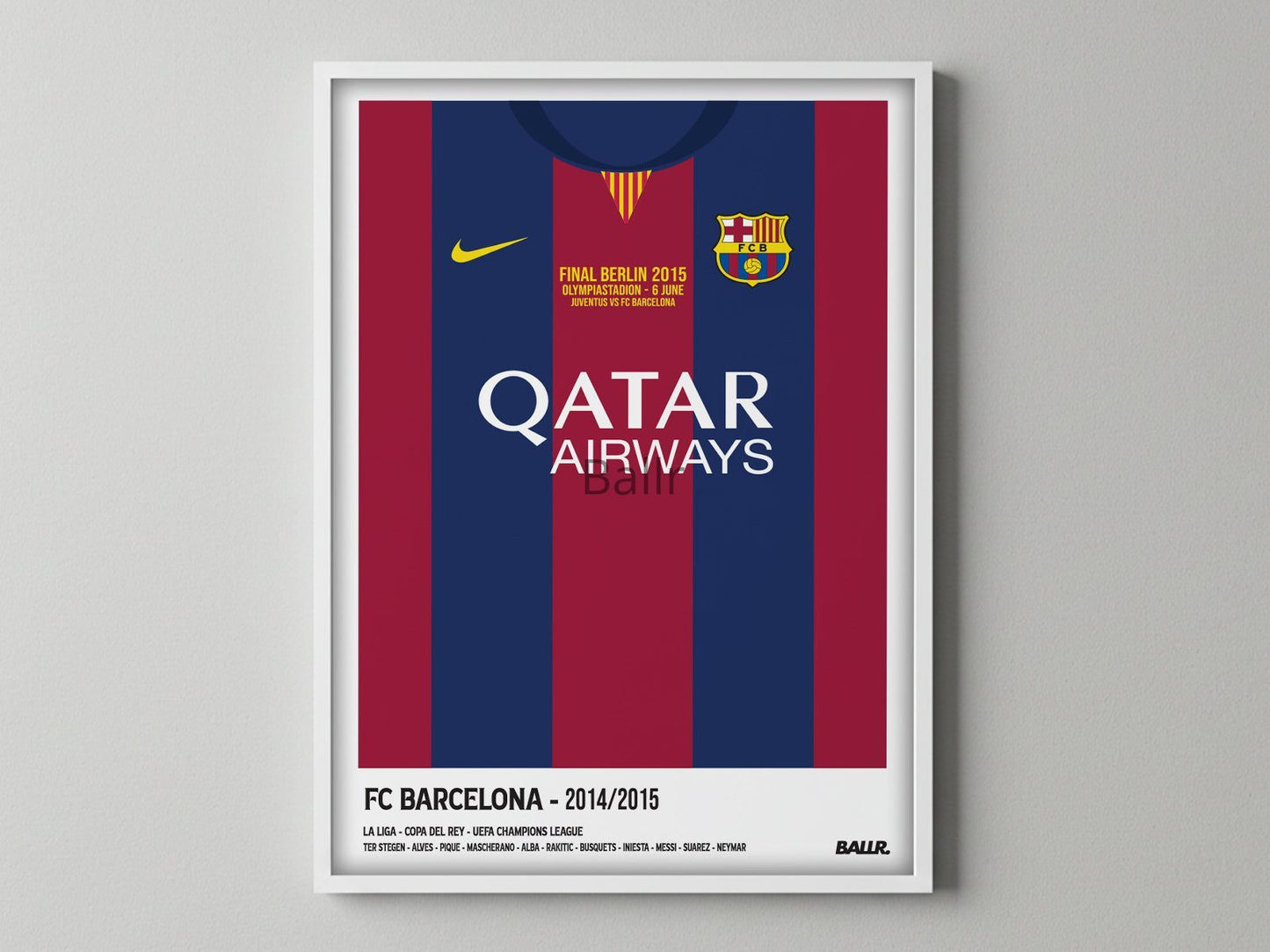 Barcelona 14/15 UCL Final Front Kit ( Framed Poster )