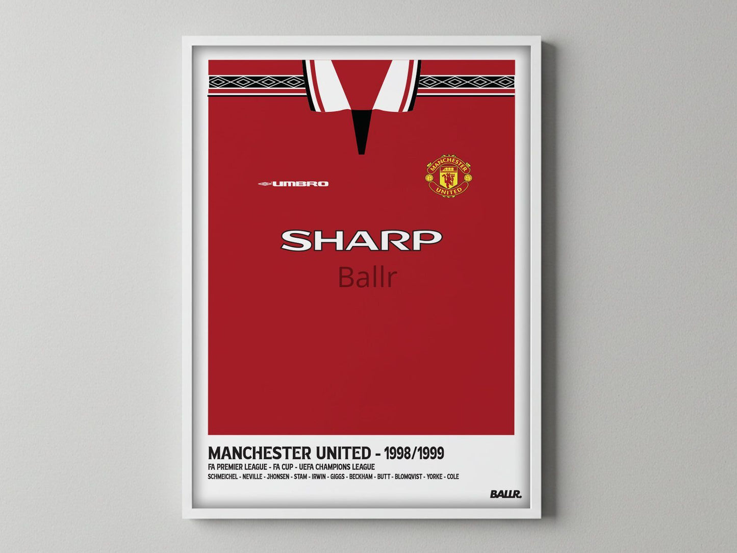 Man.United 98/99 Iconic Treble Season Kit ( Framed Poster )