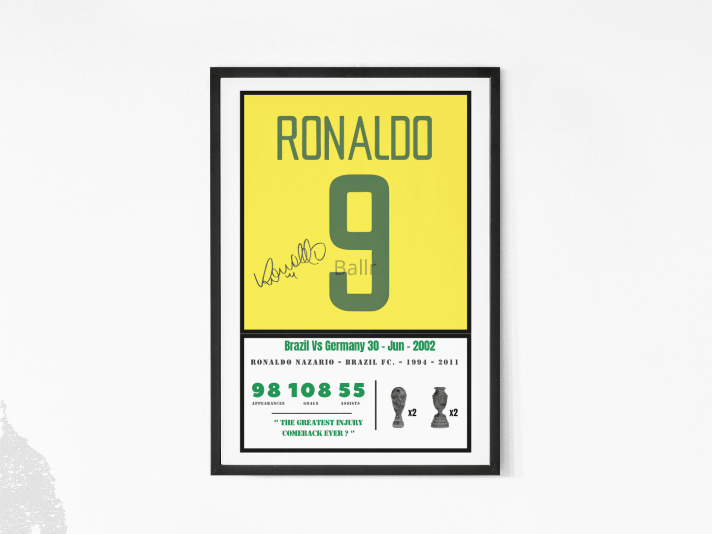 Ronaldo Nazario WC'02 Finale Kit Greatest Injury Comeback