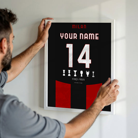 Personalised Ac Milan 25/26 Home Kit Framed Poster