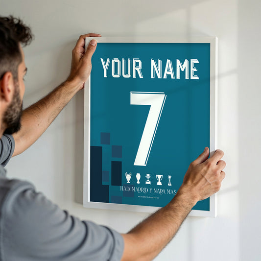 Personalised Real Madrid 17/18 Away Kit Framed Poster