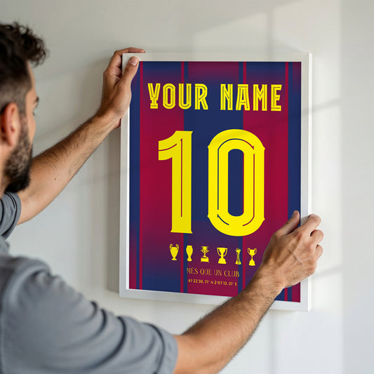 Personalised FC Barcelona 25/26 Home Kit Framed Poster