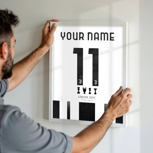 Personalised Juventus 25/26 Home Kit Framed Poster