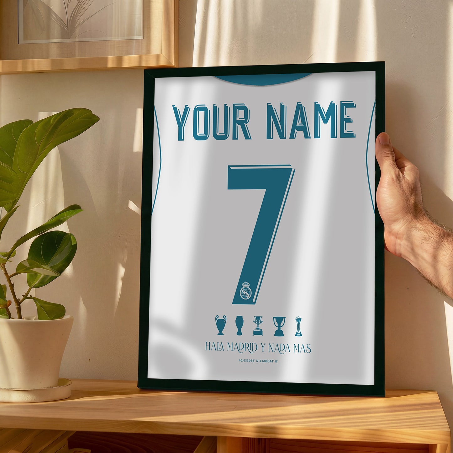 Personalised Real Madrid 17/18 Home Kit Framed Poster