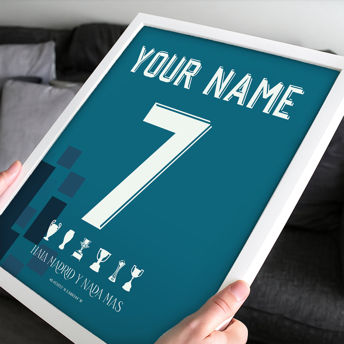 Customized Real Madrid 17/18 Away Kit Framed Poster