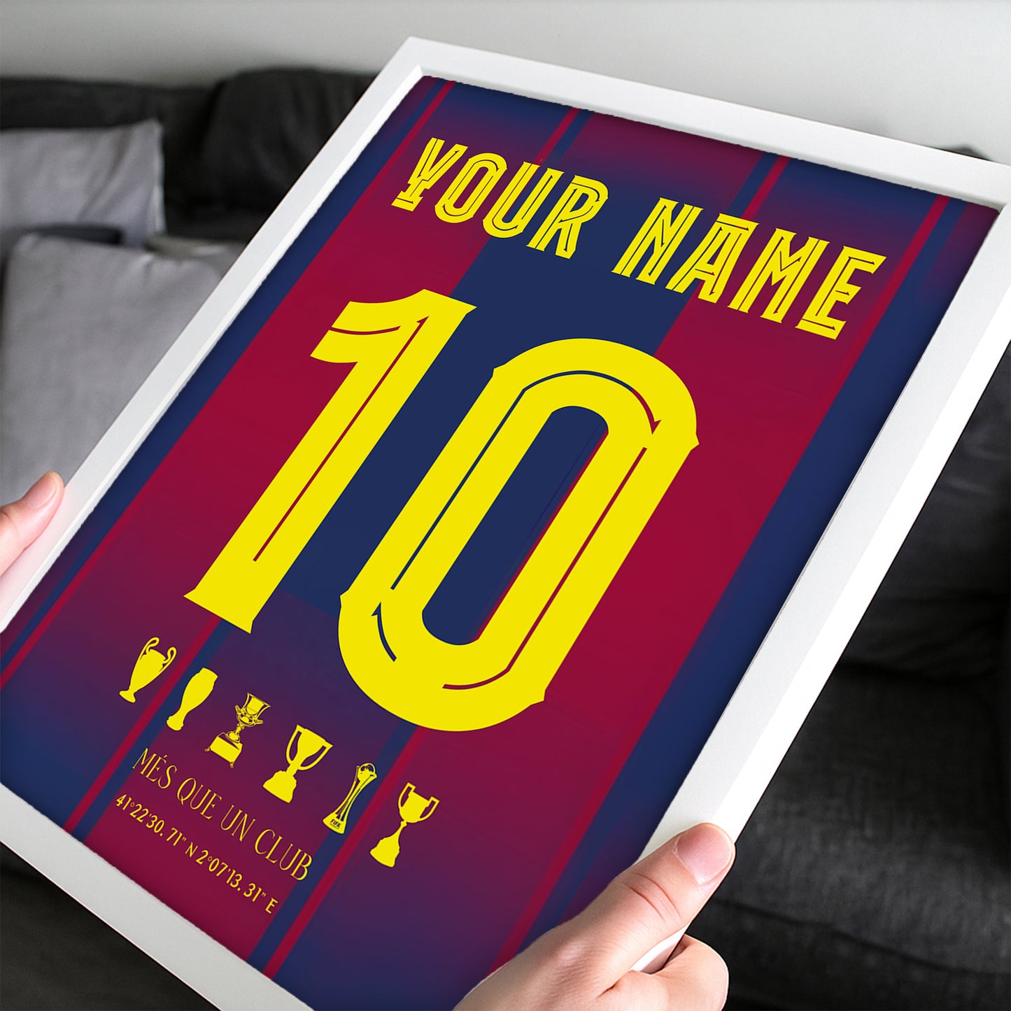Personalised FC Barcelona 25/26 Home Kit Framed Poster