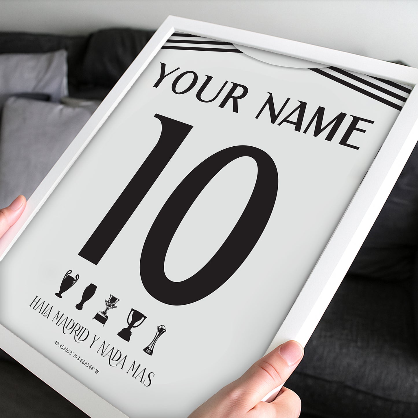 Personalised Real Madrid 25/26 Home Kit Framed Poster