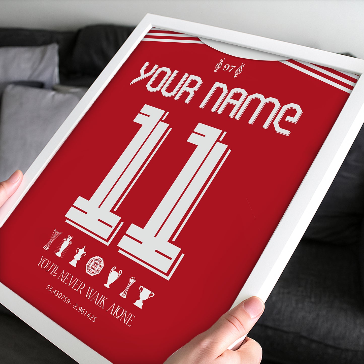 Personalised Liverpool 25/26 Home Kit Framed Poster