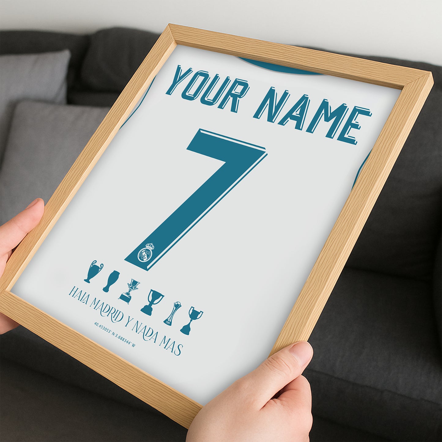 Personalised Real Madrid 17/18 Home Kit Framed Poster