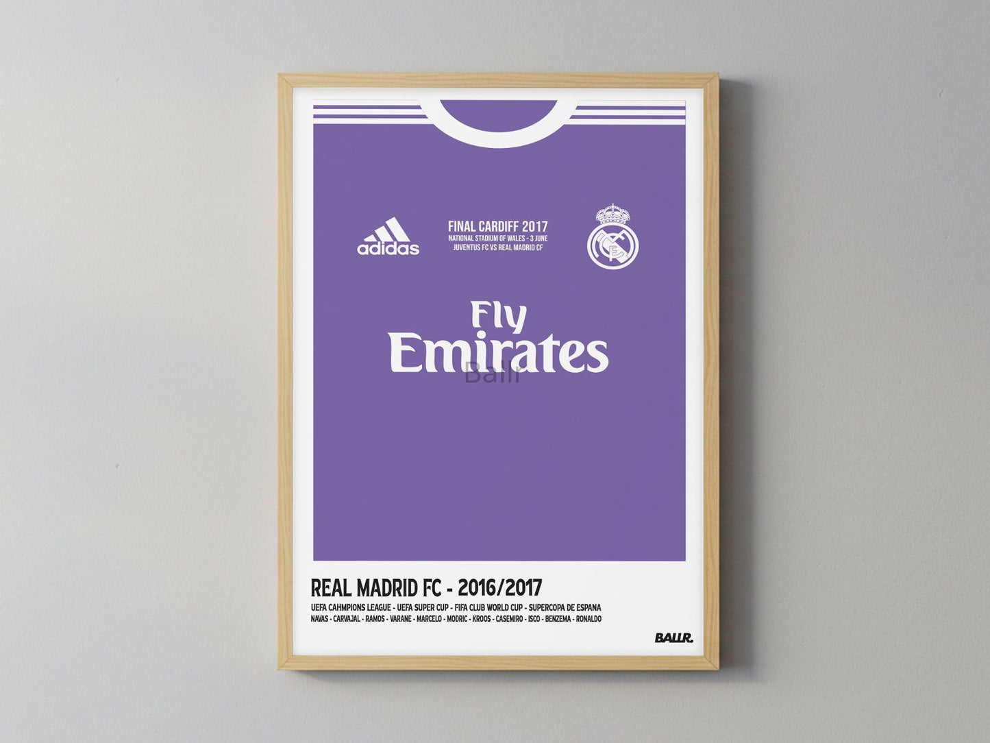 Real Madrid 16/17 UCL Final Front Kit ( Framed Poster )