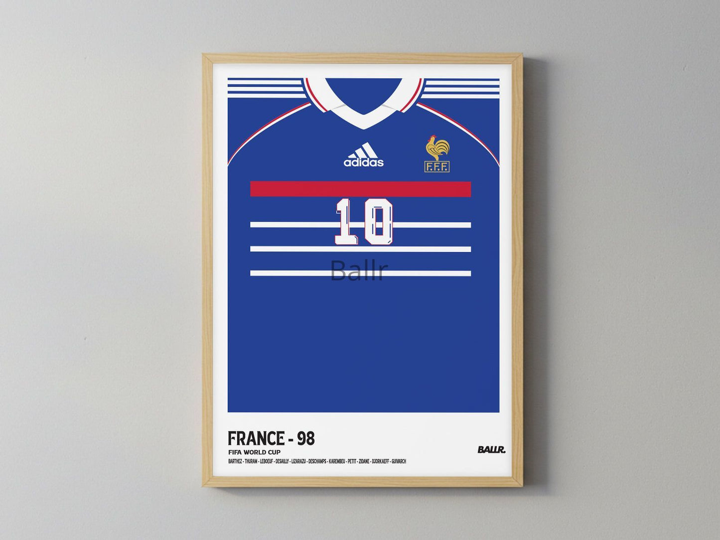 Zizou's Iconic France Kit WC1998 ( Framed Poster )
