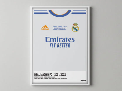 Real Madrid UCL 21/22 Iconic Tournament Front Kit ( Framed Poster )