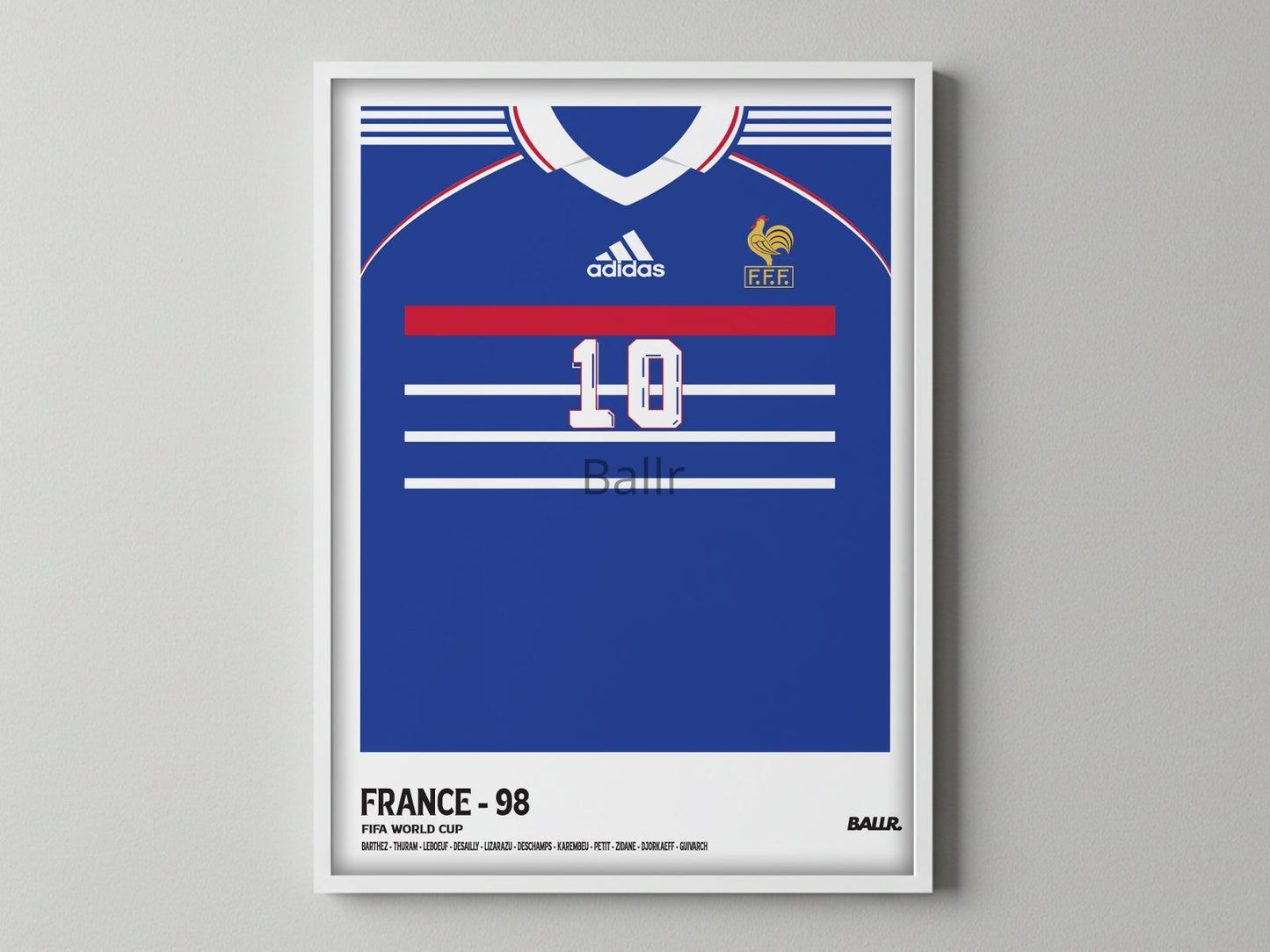 Zizou's Iconic France Kit WC1998 ( Framed Poster )