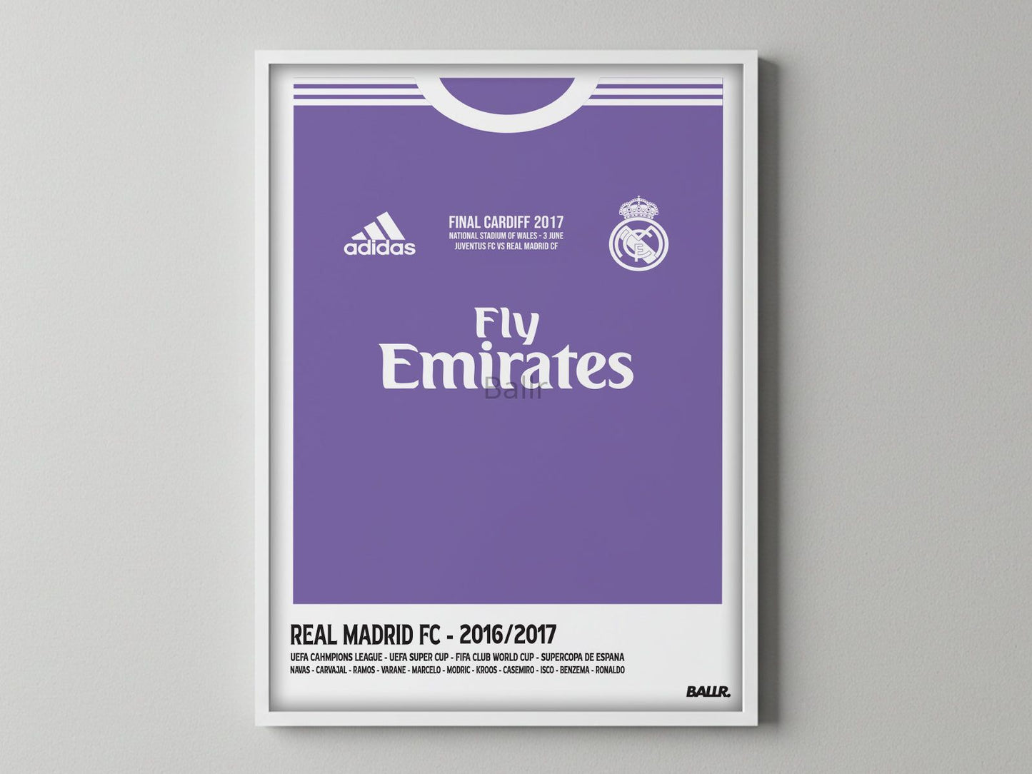 Real Madrid 16/17 UCL Final Front Kit ( Framed Poster )