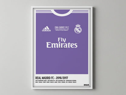 Real Madrid 16/17 UCL Final Front Kit ( Framed Poster )