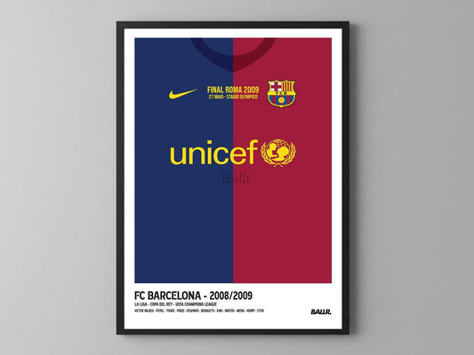 Barcelona08/09 UCL Final Front Kit ( Framed Poster )