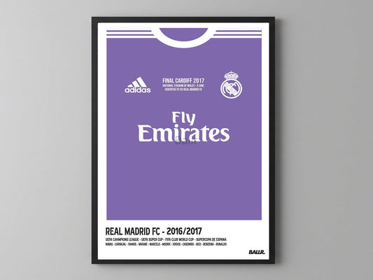 Real Madrid 16/17 UCL Final Front Kit ( Framed Poster )
