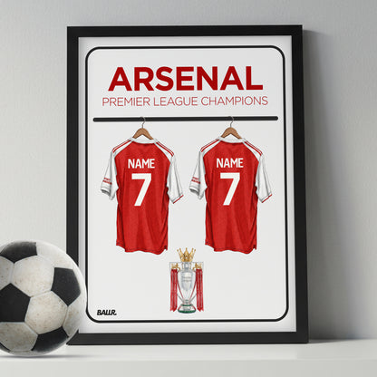 Personalised Arsenal 25/26 Champions Locker Room 2 Kits