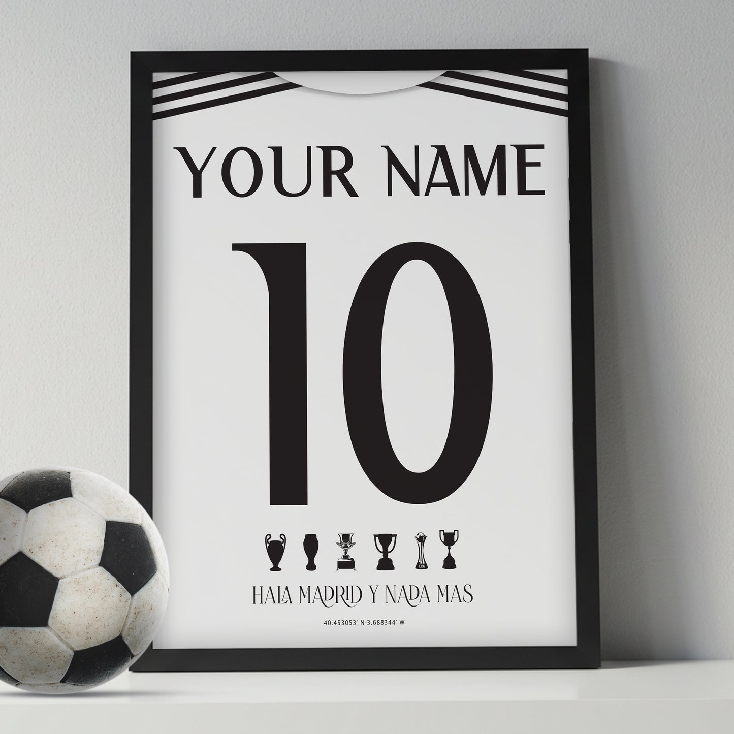 Personalised Real Madrid 25/26 Home Kit Framed Poster