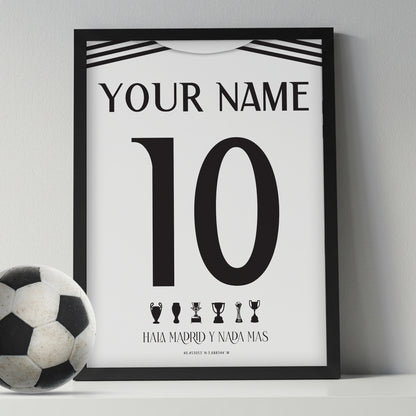 Personalised Real Madrid 25/26 Home Kit Framed Poster