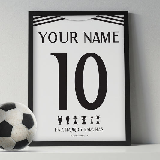 Personalised Real Madrid 25/26 Home Kit Framed Poster