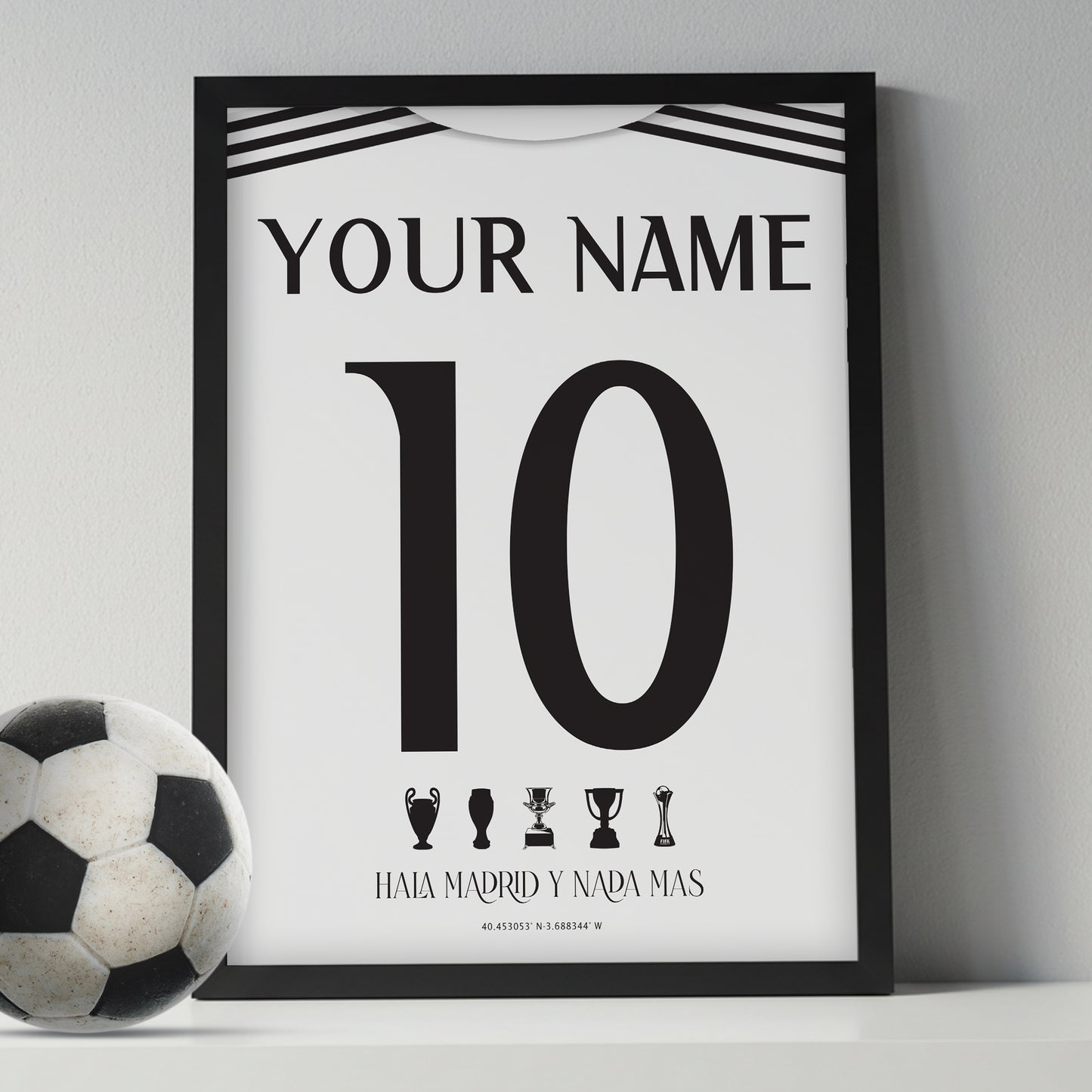 Personalised Real Madrid 25/26 Home Kit Framed Poster