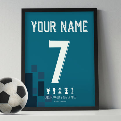 Personalised Real Madrid 17/18 Away Kit Framed Poster