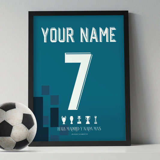 Personalised Real Madrid 17/18 Away Kit Framed Poster