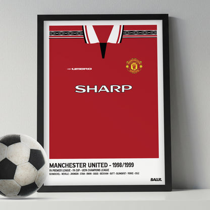 Man.United 98/99 Iconic Treble Season Kit ( Framed Poster )