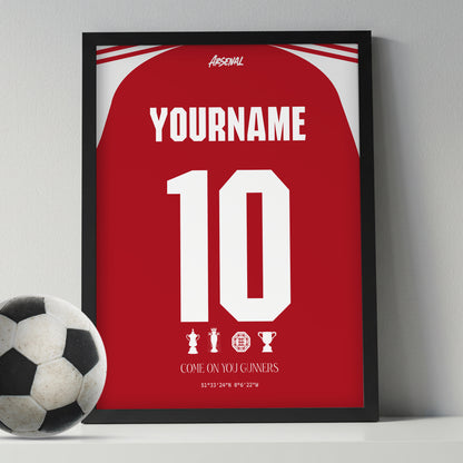 Personalised Arsenal 25/26 Home Kit Framed Poster