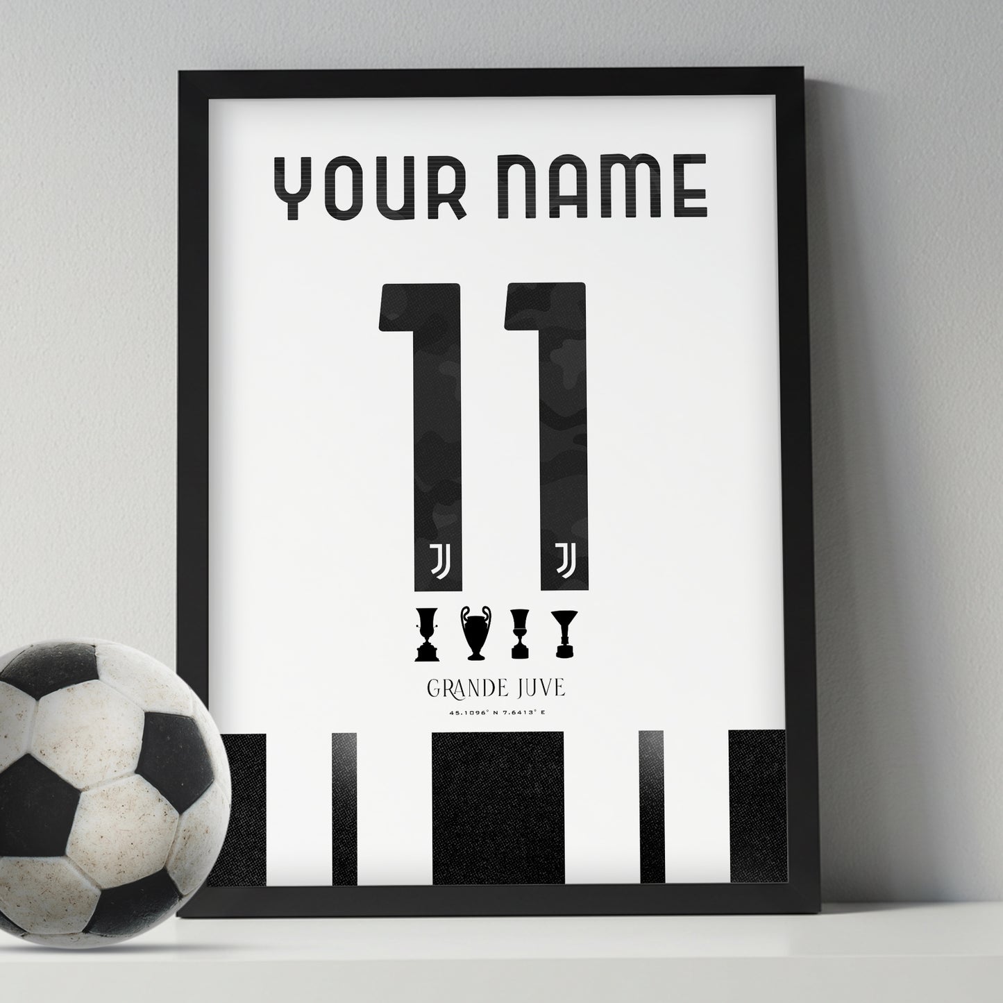 Personalised Juventus 25/26 Home Kit Framed Poster