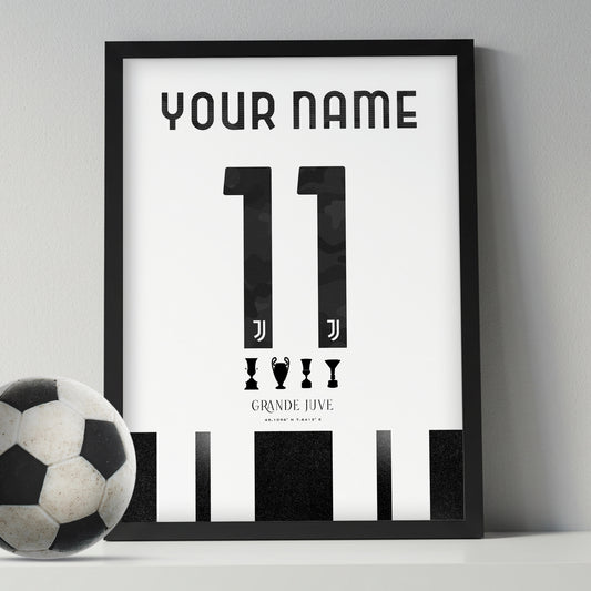 Personalised Juventus 25/26 Home Kit Framed Poster