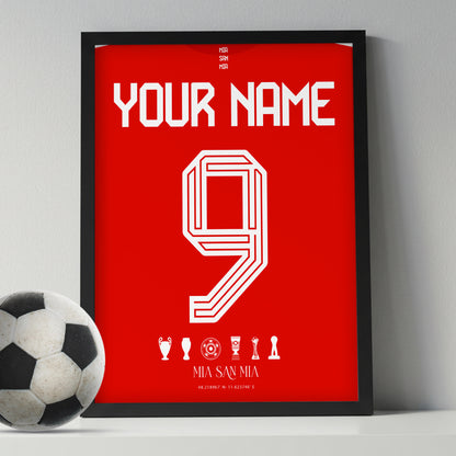 Personalised Bayern Munich 25/26 Home Kit Framed Poster