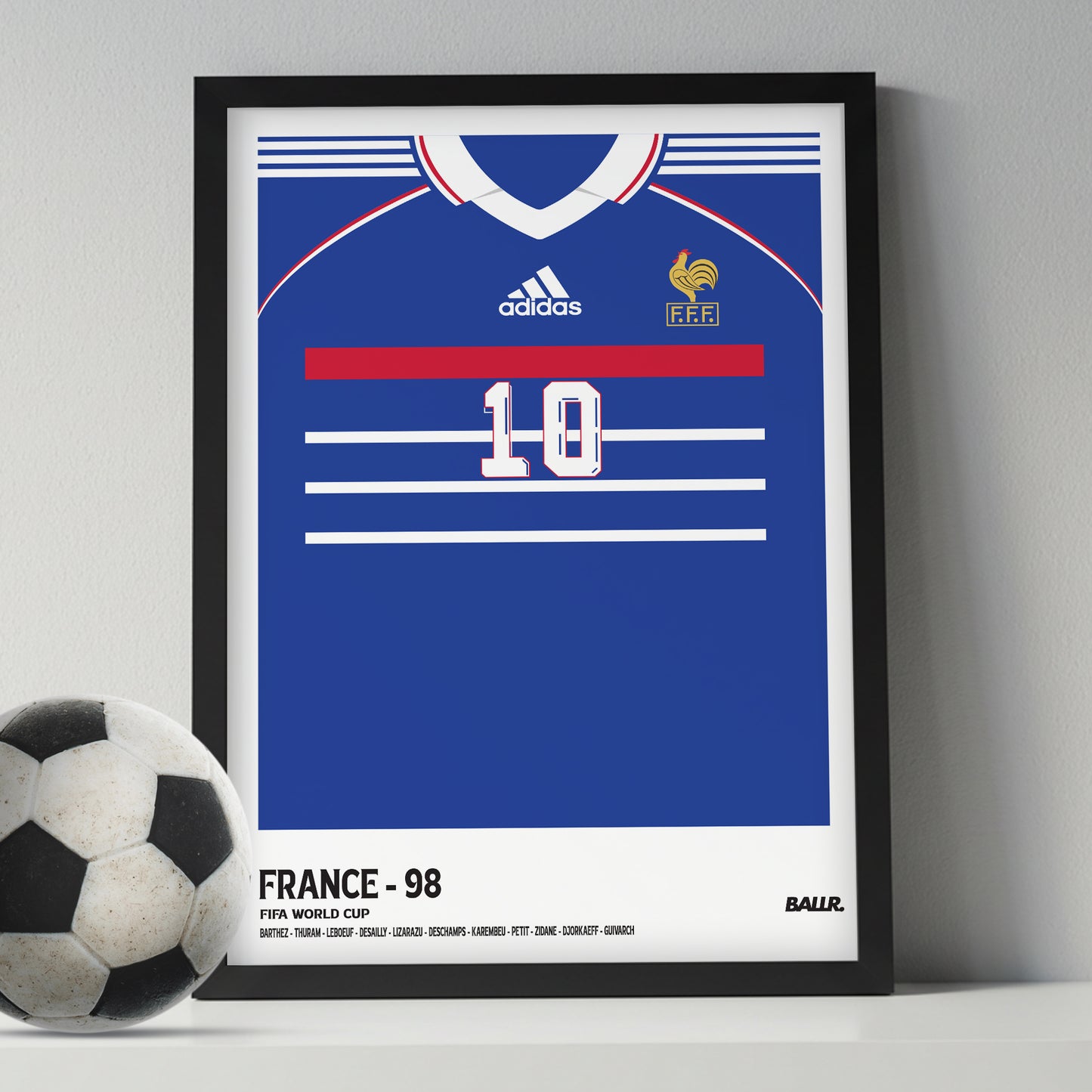 Zizou's Iconic France Kit WC1998 ( Framed Poster )