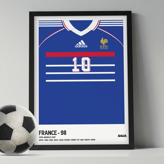 Zizou's Iconic France Kit WC1998 ( Framed Poster )