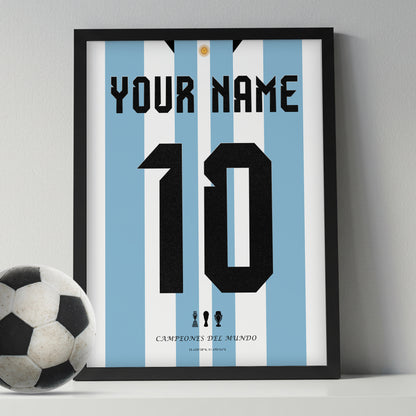 Personalised Argentina WC'22 Home Kit Framed Poster