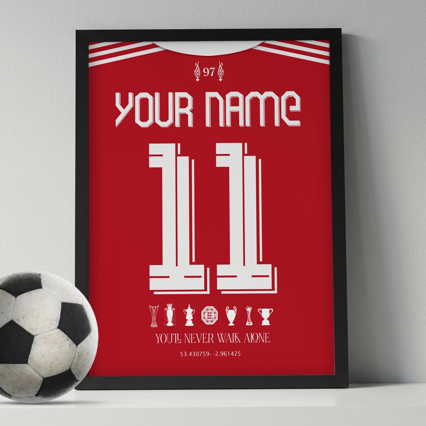 Personalised Liverpool 25/26 Home Kit Framed Poster