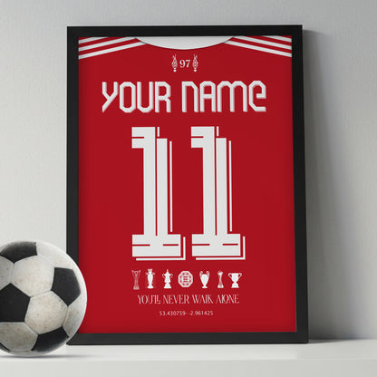 Personalised Liverpool 25/26 Home Kit Framed Poster
