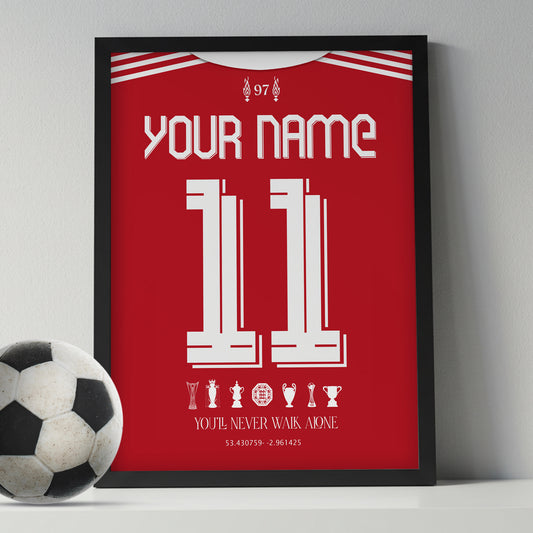Personalised Liverpool 25/26 Home Kit Framed Poster