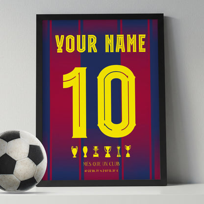 Personalised FC Barcelona 25/26 Home Kit Framed Poster