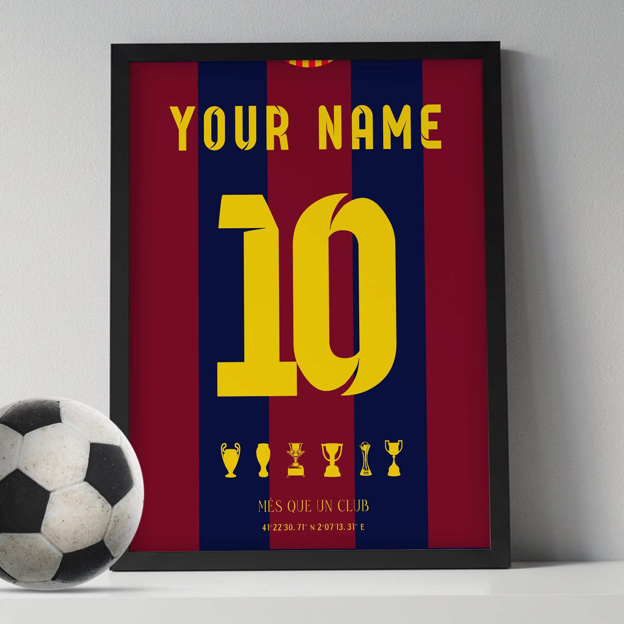 Customized FC Barcelona 14/15 Home Kit Framed Poster