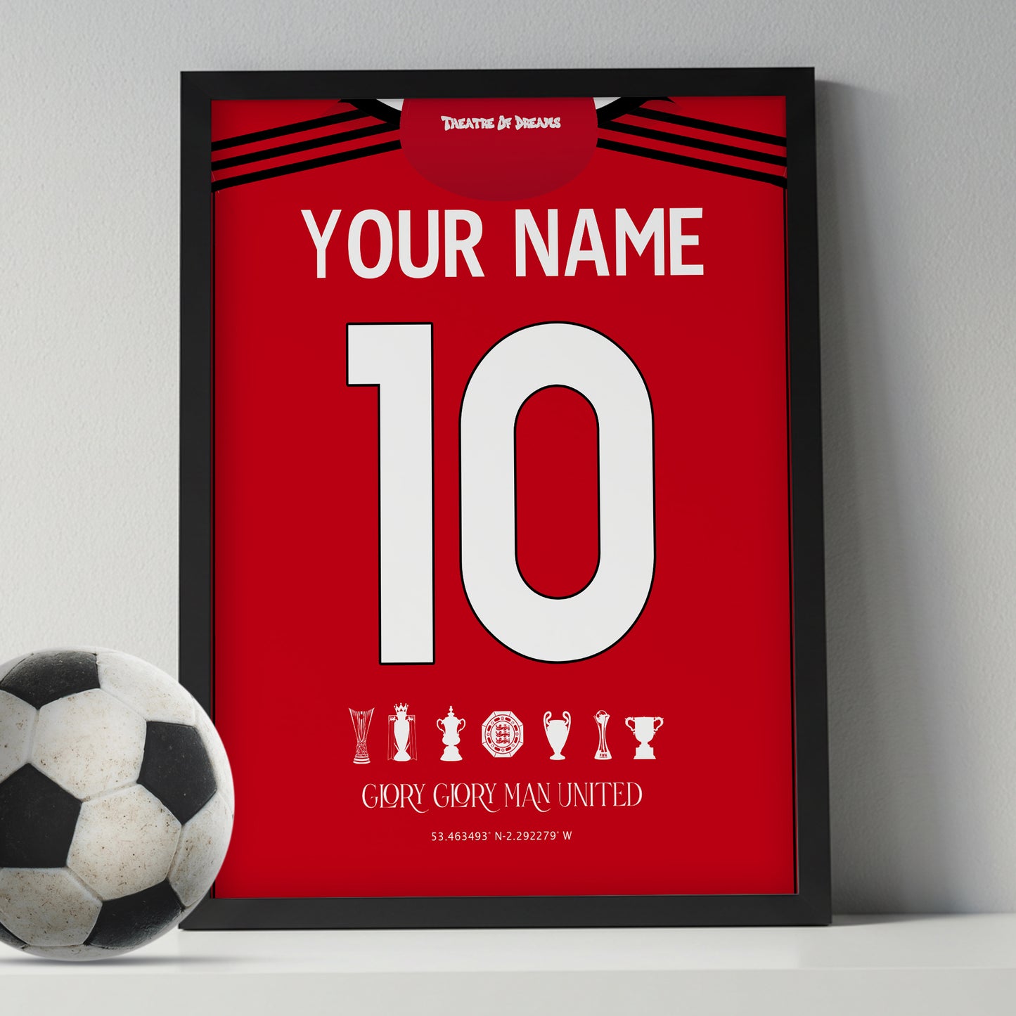 Personalised Man.United 25/26 Home Kit Framed Poster