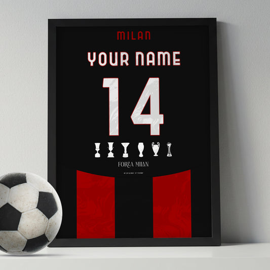 Personalised Ac Milan 25/26 Home Kit Framed Poster