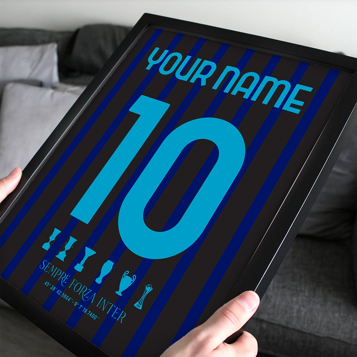 Personalised Inter Milan 25/26 Home Kit Framed Poster