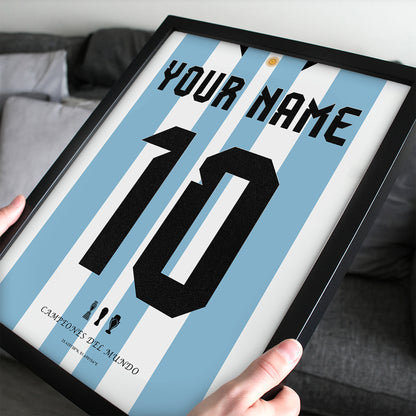 Personalised Argentina WC'22 Home Kit Framed Poster