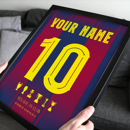 Personalised FC Barcelona 25/26 Home Kit Framed Poster