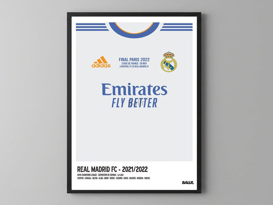Real Madrid UCL 21/22 Iconic Tournament Front Kit ( Framed Poster )