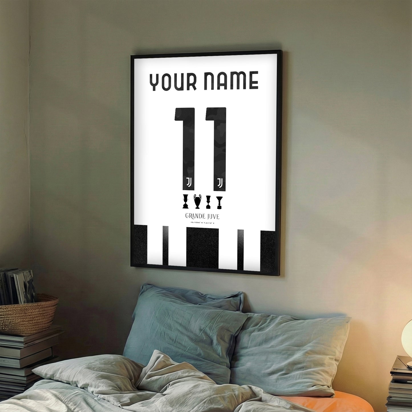 Personalised Juventus 25/26 Home Kit Framed Poster