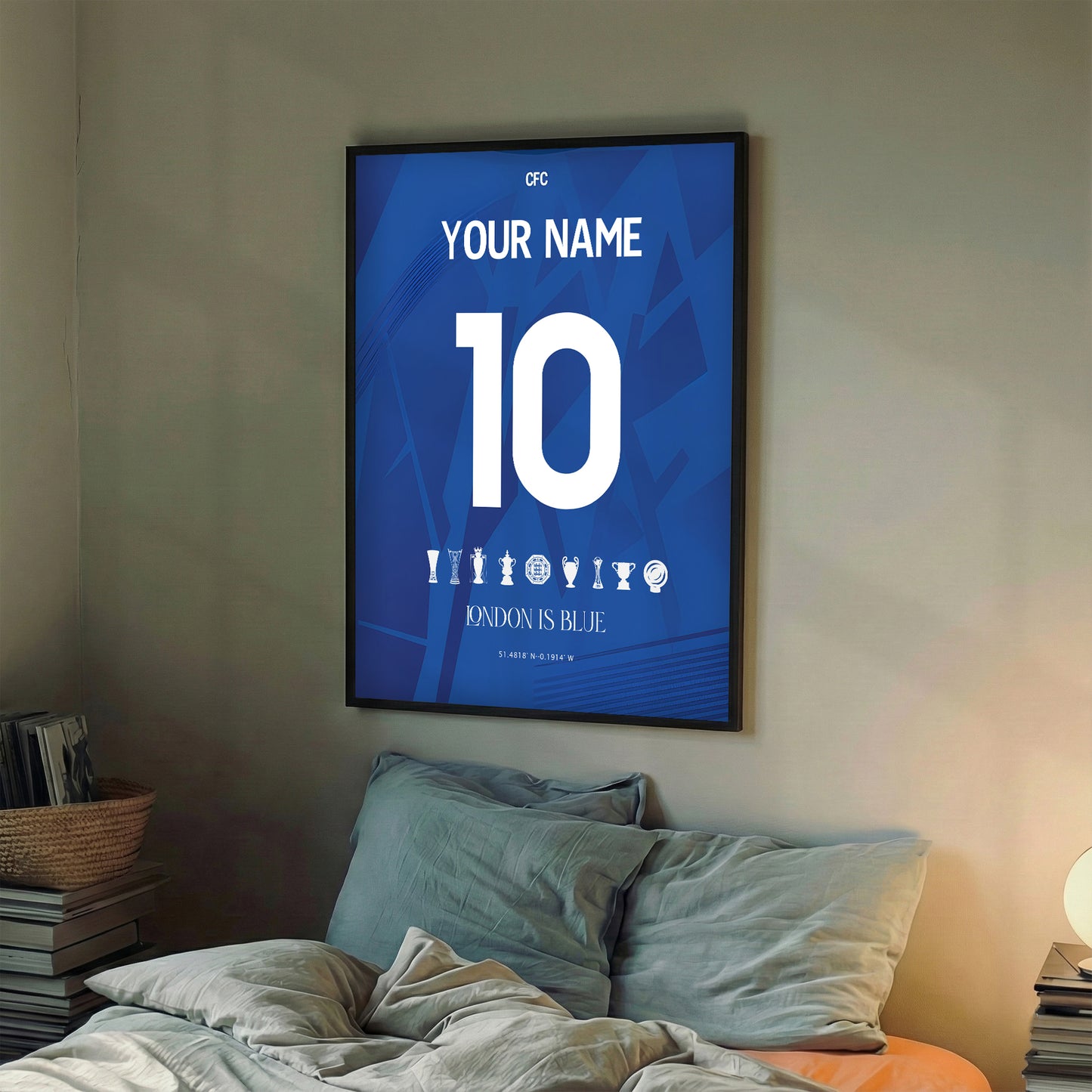 Personalised Chelsea 25/26 Home Kit Framed Poster
